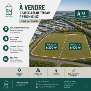 À VENDRE   12 600 m2 DE TERRAIN D’ACTIVITÉ À PÉRONNE